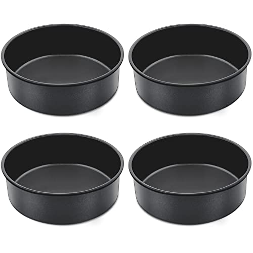 E-far 6 Inch Cake Pan, 4-Piece Nonstick Round Cake Baking Pans for Wedding, Birthday, Layer Cake, Stainless Steel Core & Non-Toxic Coating, 2 Inch Deep