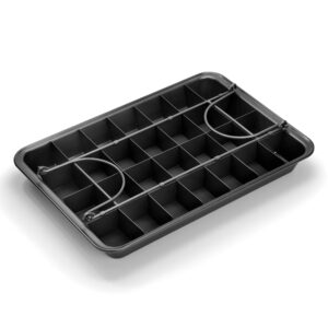 Elbee Home Professional Brownie Baking Pan, Includes Browny Divider for Perfectly Cut Brownies Every Time, Durable Carbon Steel, 13 Inch, Non Stick, Easy Clean