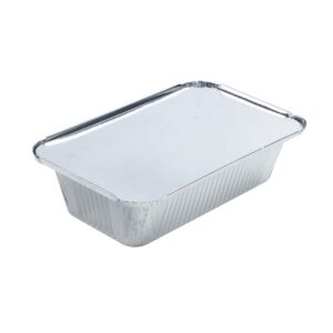 Webake Large Aluminum Foil Tin Pans 9 x 5 inch Disposable Aluminum Foil Take-out Containers 3 Lb Foil Bread Pan Loaf Pans Baking Pans For Cake Toast - Pack of 30 with Lids