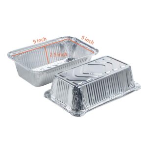 Webake Large Aluminum Foil Tin Pans 9 x 5 inch Disposable Aluminum Foil Take-out Containers 3 Lb Foil Bread Pan Loaf Pans Baking Pans For Cake Toast - Pack of 30 with Lids