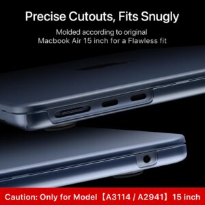 Soonjet Compatible for MacBook Air 15 inch Case 2023 2024 New M3 M2 [100% Match Official Color] [Ultra Thin Armor] Protective Hard Shell Matte Cover for Laptop Model A3114 A2941 - Midnight Clear