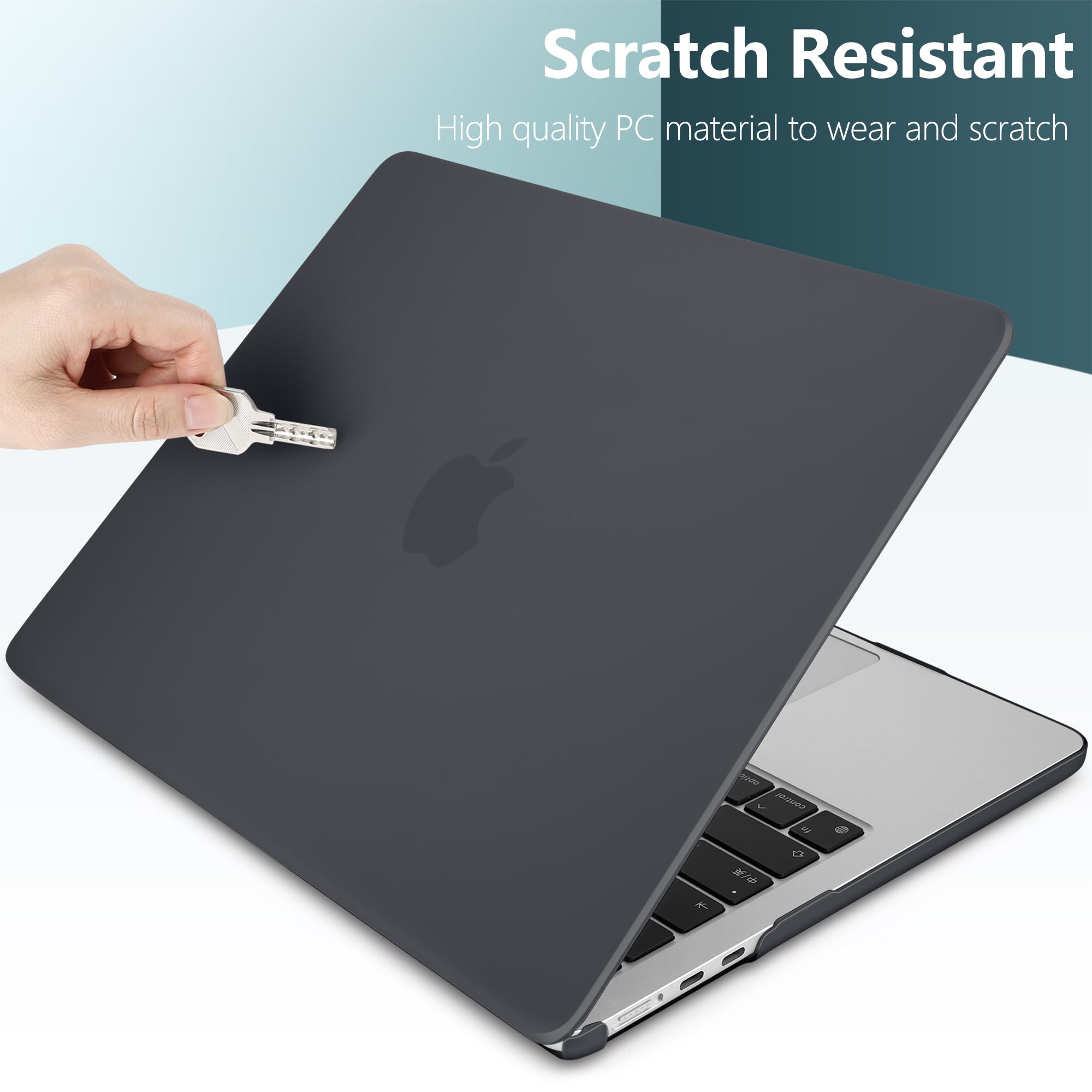 DONGKE Compatible with M3 MacBook Air 15 Inch 2024 2023 Case Model A3114 A2941 M2 with Liquid Retina Display & Touch ID, Protective Plastic Hard Shell Cover with Keyboard cover - Matte Black