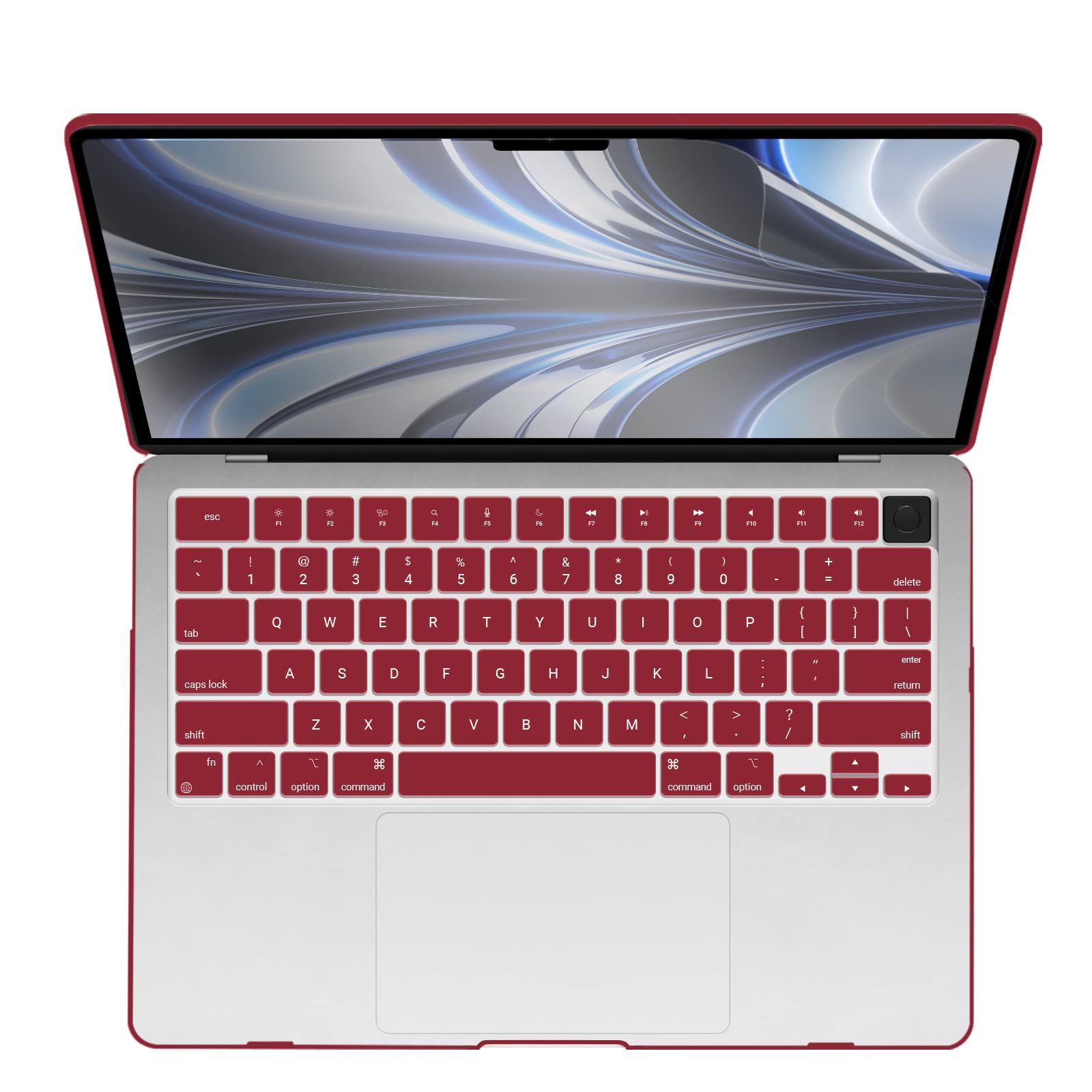 IBENZER Compatible with New 2024 2023 MacBook Air 15 inch Case M3 A3114 M2 A2941, Hard Shell Case & KeyboardCover & ScreenFilm for Mac Air 15.3" Retina Display & Touch ID, Wine Red, AT15-WR+2