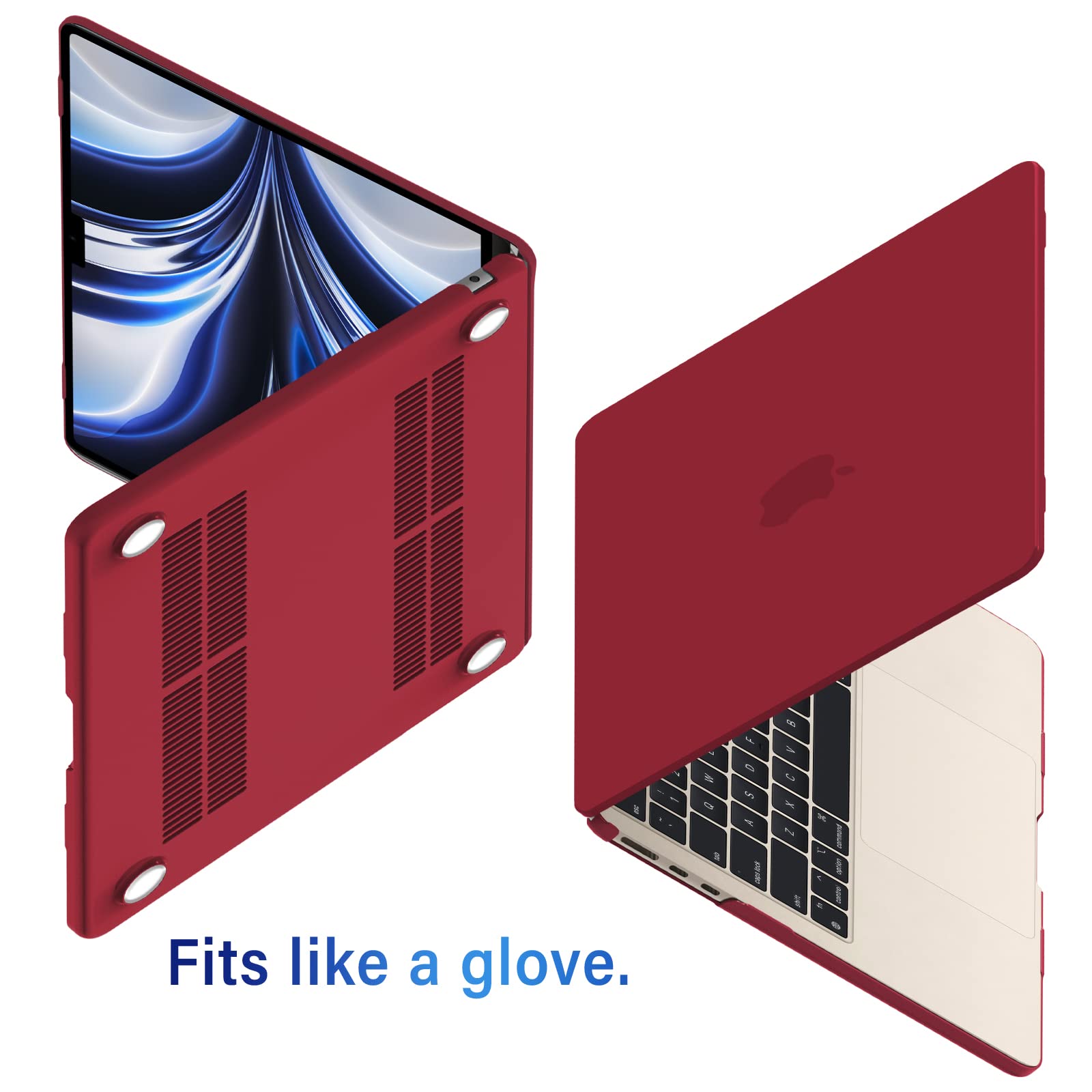 IBENZER Compatible with New 2024 2023 MacBook Air 15 inch Case M3 A3114 M2 A2941, Hard Shell Case & KeyboardCover & ScreenFilm for Mac Air 15.3" Retina Display & Touch ID, Wine Red, AT15-WR+2