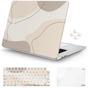 icasso for macbook air 15 inch case 2024 2023 m3 m2 chip model a3114 a2941, protective plastic hard shell case + keyboard cover + screen protector for macbook air 15.3", art modern brown