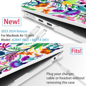 Mektron Designed for 2024/2023 MacBook Air 15 INCH M3 A3114 /M2 A2941 Case, Printed Plastic Hard Shell Cover with 15.3" Liquid Retina Display Touch ID, Bright-Coloured Flowers