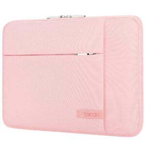 lacdo laptop sleeve case for 15 inch new macbook air m3 a3114 m2 a2941 2024-2023, 15 inch macbook pro a1990 a1707, dell xps 15 plus computer bag with accessory pocket, water-resistant, pink