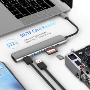 WALNEW USB C Hub with 4k HDMI,100W Power Delivery,SD/TF Reader,USB 3.0 Data Ports,7-in-1 USBC Dongle Multiport Adapter,Thunderbolt 4 Dock for Macbook Pro/Air,Mac,iPad 10,Surface,Dell XPS Laptop,Tab S7