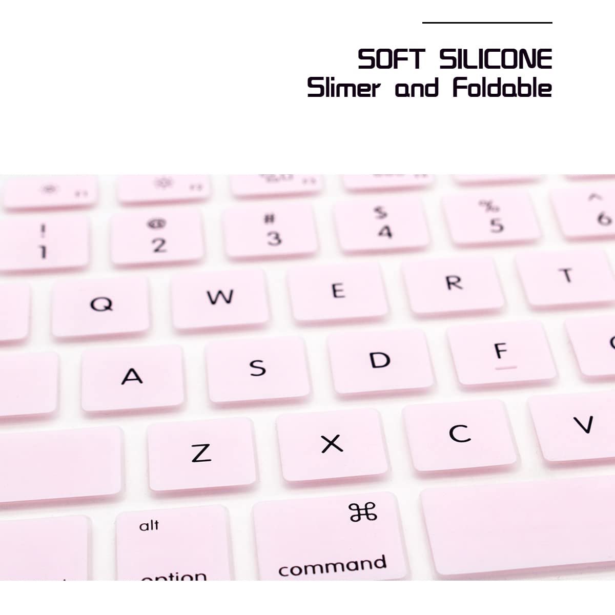 HRH Silicone Keyboard Cover Skin for MacBook Air 13,for Macbook Pro 13/15/17 (with or w/out Retina Display, 2015 or Older Version)&for iMac Older USA Layout,Light Pink