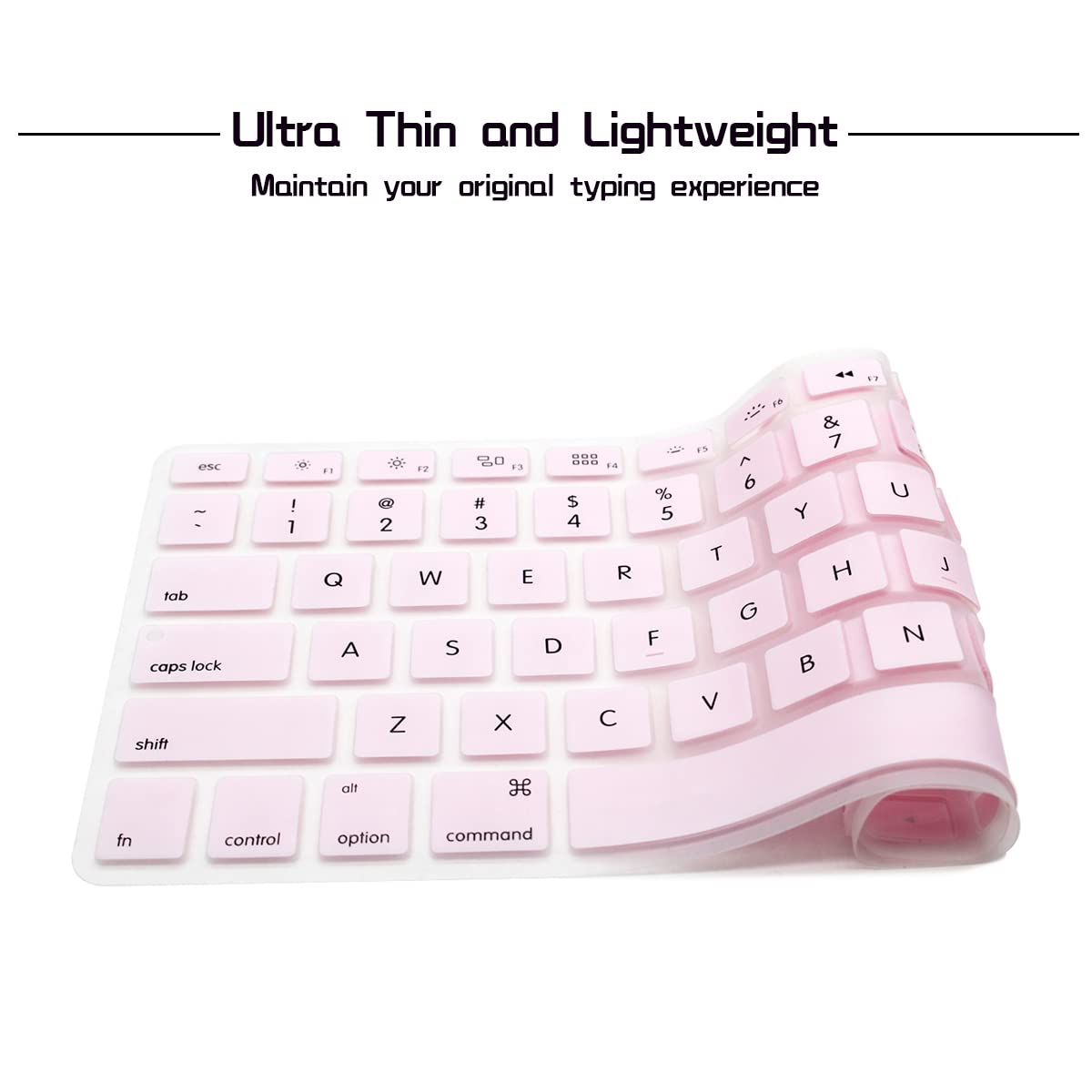 HRH Silicone Keyboard Cover Skin for MacBook Air 13,for Macbook Pro 13/15/17 (with or w/out Retina Display, 2015 or Older Version)&for iMac Older USA Layout,Light Pink