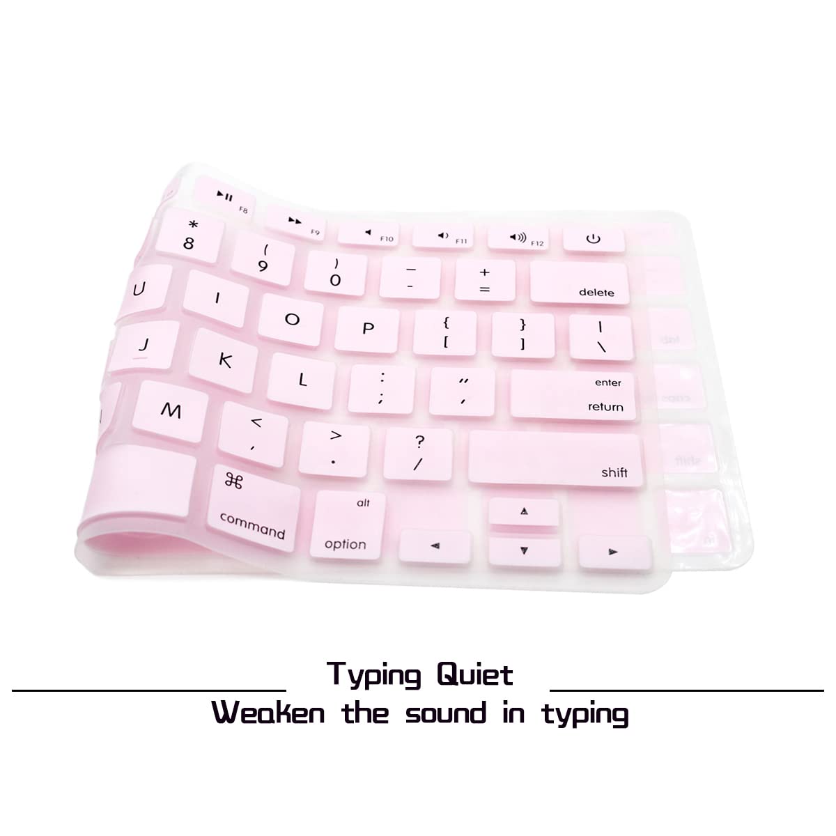 HRH Silicone Keyboard Cover Skin for MacBook Air 13,for Macbook Pro 13/15/17 (with or w/out Retina Display, 2015 or Older Version)&for iMac Older USA Layout,Light Pink