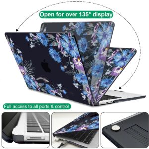 LCMOCICO for MacBook Air 15 inch Case 2024 2023 M2 M3 Chip A3114 A2941 with Liquid Retina Display & Touch ID, Plastic Hard Shell Case Keyboard Cover for Mac Air 15.3 M3 2024, Wild Cornflower Black