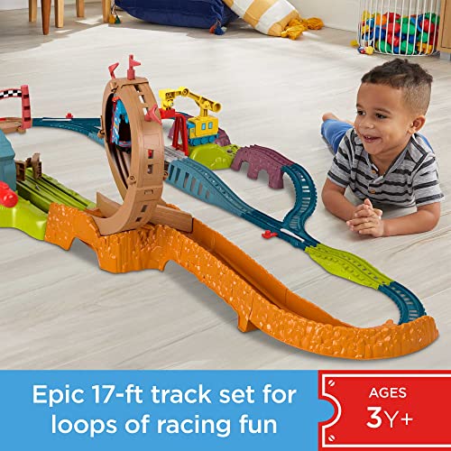 Thomas & Friends Toy Train Set Loop & Launch Maintenance Yard with Thomas Motorized Engine & Carly the Crane for Preschool Kids Ages 3+ Years