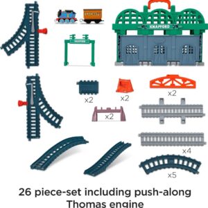 Thomas & Friends Diecast Toy Train & Track Set Knapford Station 2-in-1 Playset & Storage Case for Preschool Kids Ages 3+ Years​