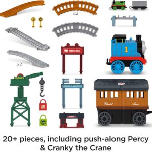 Thomas & Friends Push-Along Train and Track Set for Kids 2-in-1 Transforming Thomas Playset with Storage & Working Crane for Ages 3+ Years