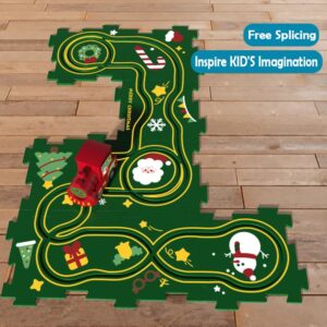 25PCS Puzzle Car Tracks with Vehicles,Puzzle Track Play Set for Toddlers Rail Car Building Toys Gifts for 3+ Years Kids Educational Montessori Toys