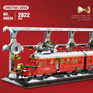 MISINI 66034 Steam Train Building Blocks, 2822 Pcs Train Building Set with Lights, Collectible Christmas elements Steam Locomotive Display Toys kit with Train Tracks, Top Present for Train Lovers