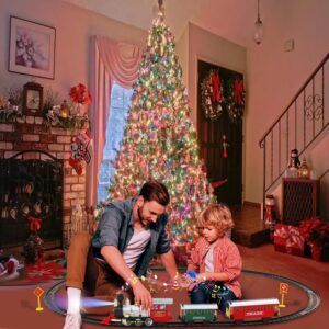 Remote Control Train Set-Electric R/C Train Toy for Kids-Christmas Train Toy w/Sounds & Lights,Railway Kits Passenger Coach & Tracks Game,Gift for Boys Girls 3 4 5 6 7 8+ Year Old Kids