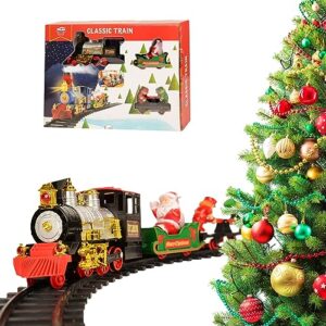 Premium Quality 15 Piece Classic Toy Train Set for Kids with Light, Smoke, Realistic Sounds, Tracks, Locomotive Rail Set Great Toy for Kids for Christmas Decoration