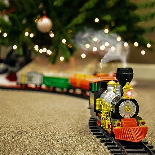 Premium Quality 15 Piece Classic Toy Train Set for Kids with Light, Smoke, Realistic Sounds, Tracks, Locomotive Rail Set Great Toy for Kids for Christmas Decoration