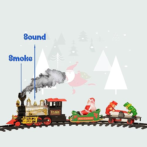 Premium Quality 15 Piece Classic Toy Train Set for Kids with Light, Smoke, Realistic Sounds, Tracks, Locomotive Rail Set Great Toy for Kids for Christmas Decoration