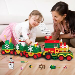 ZYLEGEN Christmas Train building Kit,Christmas Train Set with Snowman,Stocking Stuffer for Kids,Xmas Gifts for Boys Girls,Christmas Décor Building Kit(621+Pcs)