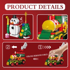 ZYLEGEN Christmas Train building Kit,Christmas Train Set with Snowman,Stocking Stuffer for Kids,Xmas Gifts for Boys Girls,Christmas Décor Building Kit(621+Pcs)