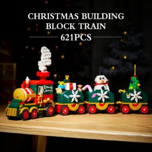 ZYLEGEN Christmas Train building Kit,Christmas Train Set with Snowman,Stocking Stuffer for Kids,Xmas Gifts for Boys Girls,Christmas Décor Building Kit(621+Pcs)