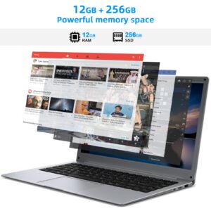 jumper Laptop Computer,14" Full HD Display,12GB RAM,256GB SSD Slim Pc Laptop,Windows 11 Home,Intel Dual Core Processor,Intel HD Graphics,2.4GHZ WiFi,USB 3.0,Long Battery Life