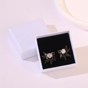 Black Rhinestone Cluster Stud Earrings Elegant Small Marquise Crystal Wedding Earrings for Brides Bridemaids Party Prom Costume Earrings for Women