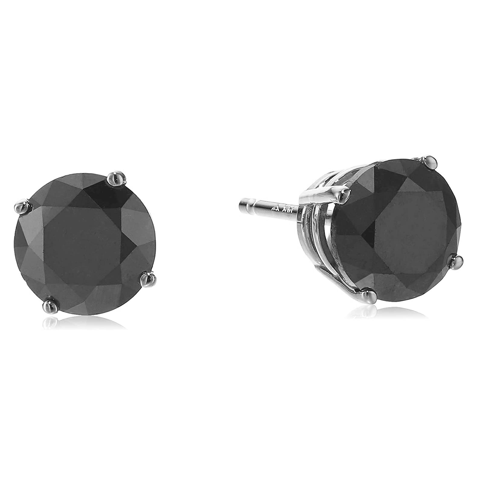 Vir Jewels 1.50 cttw Black Diamond Stud Earrings 14K White Gold Round Push Backs 4 Prong Basket