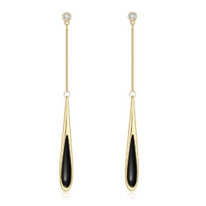 FAMARINE Black Earrings, Black Dangle Earrings for Women Waterdrop Drip Earrings Valentines Earrings