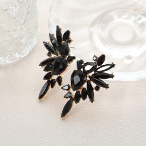 VANGETIMI Vintage Black Rhinestone Statement Earrings Fashion Bling Colorful Crystal Cluster Drop Dangle Earrings for Women Party Prom