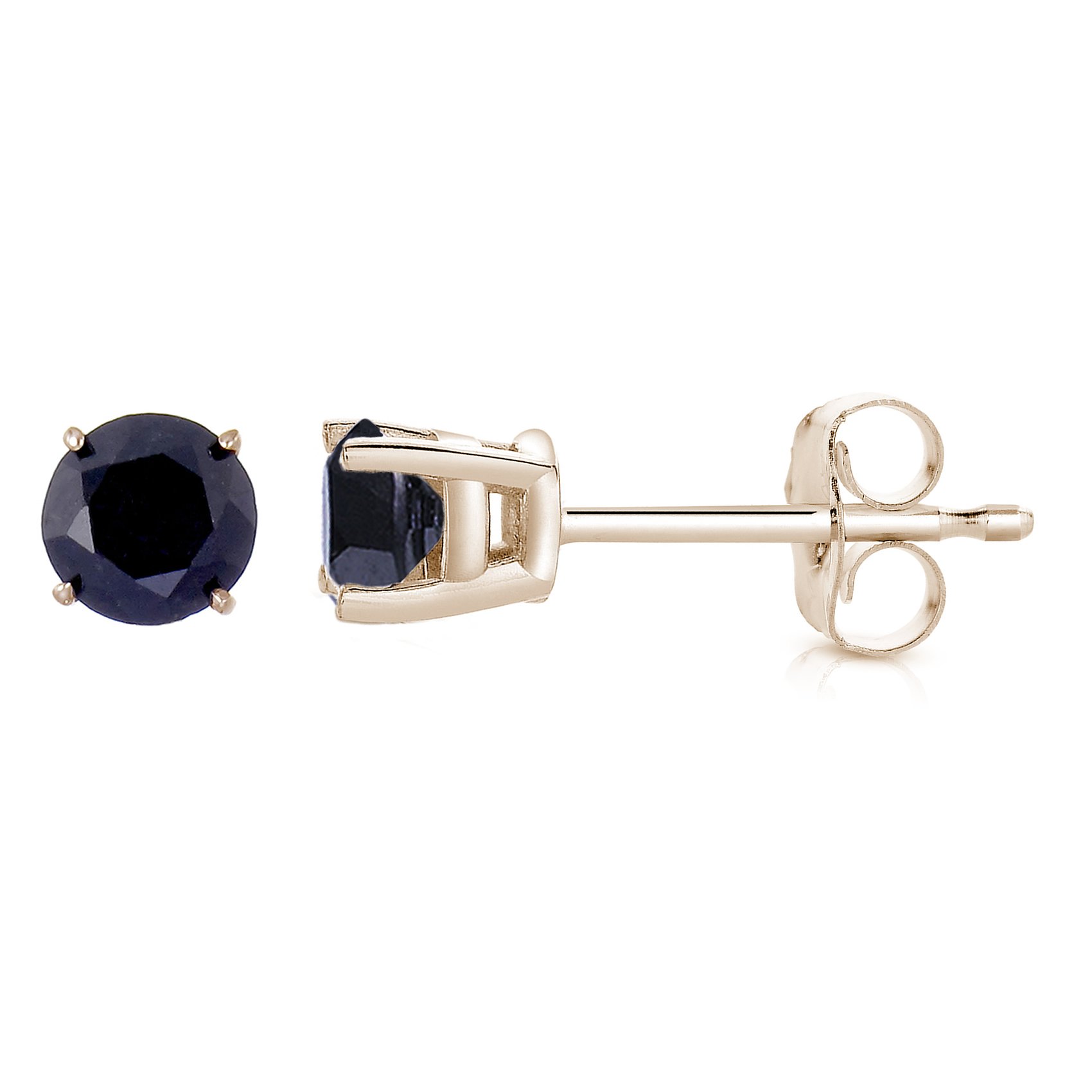 Vir Jewels 1 cttw Black Diamond Stud Earrings 14K Yellow Gold Round Push Backs 4 Prong Basket