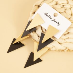 T-ztoss Fashion Lightweight Geometric Triangle Earring Simple Elegant Metal Drop Dangle Earring Plating Gold Black Bohemian Statement Dangling Studs Earring For Women Girl Bar Party Fashion Jewelry