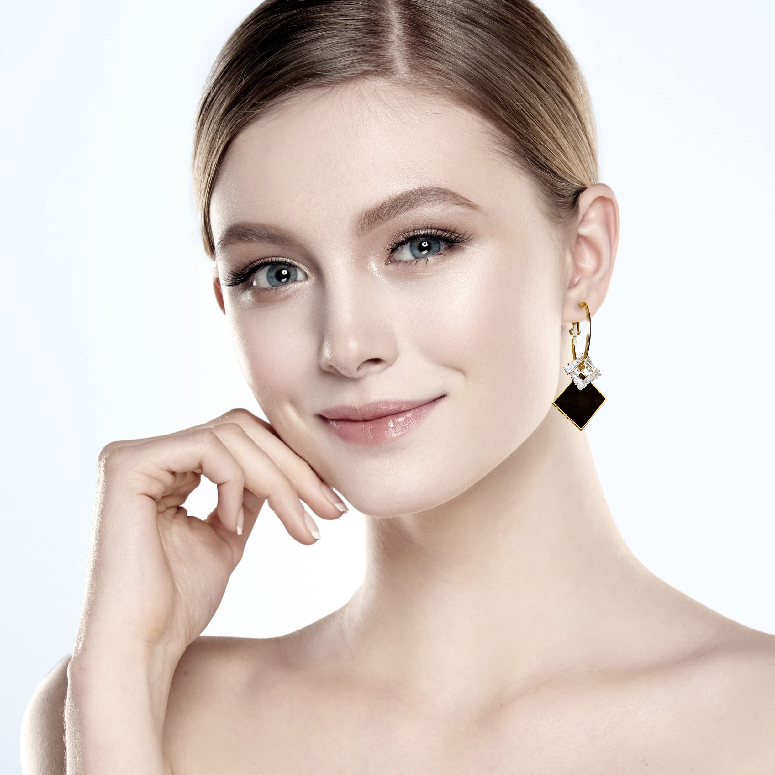 Black Gold Earrings for Women Dangle Drop Fashion Rhinestone Jewelry