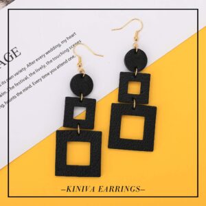 KINIVA Big Dangle Earrings for Women Trendy, Lightweight Boho Earrings Drop, Fashion Gifts for Christmas (38 Black)