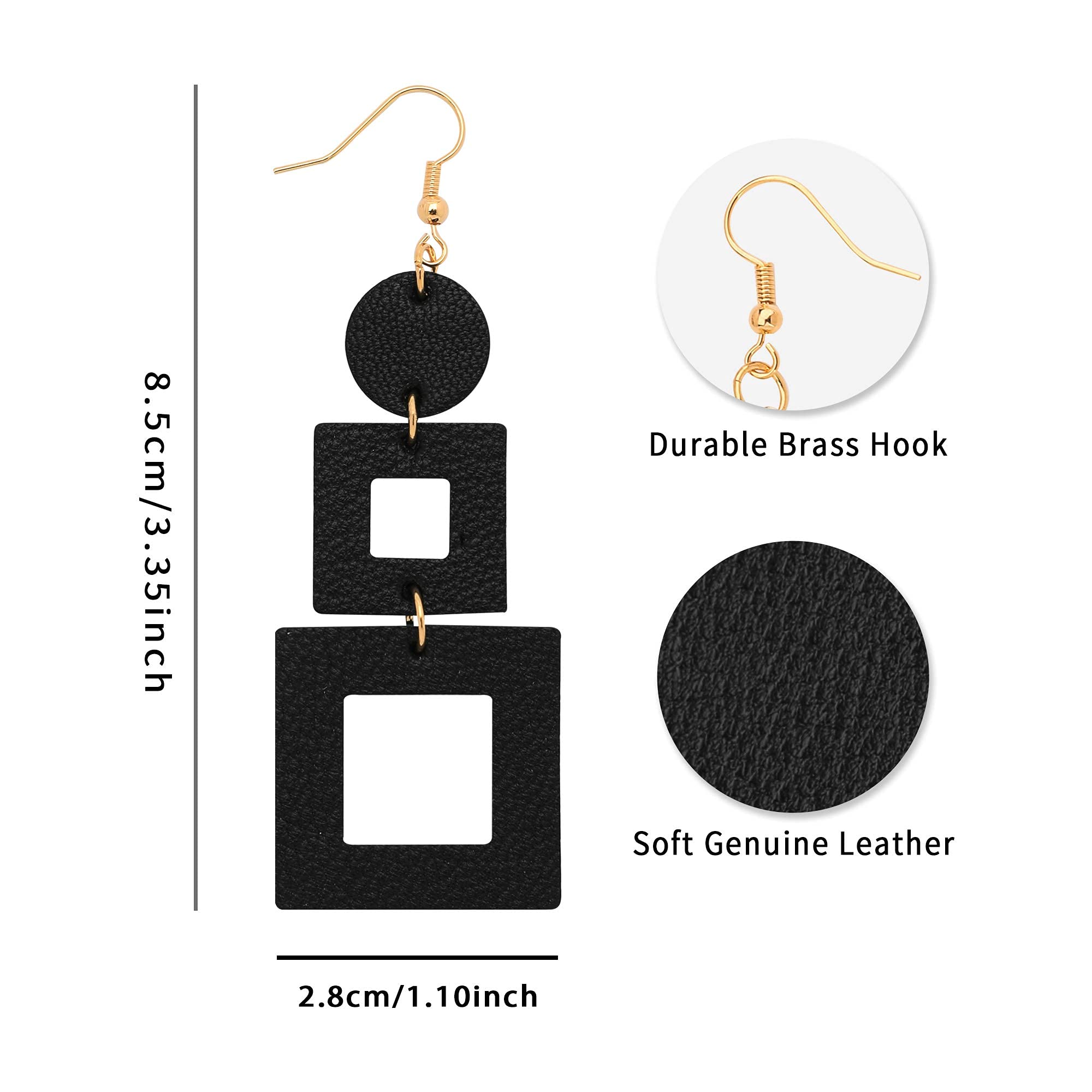 KINIVA Big Dangle Earrings for Women Trendy, Lightweight Boho Earrings Drop, Fashion Gifts for Christmas (38 Black)