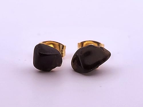 Natural Black Onyx Gold Stud Earrings NBOGSE2