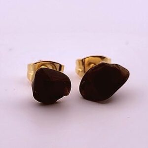 Natural Black Onyx Gold Stud Earrings NBOGSE2