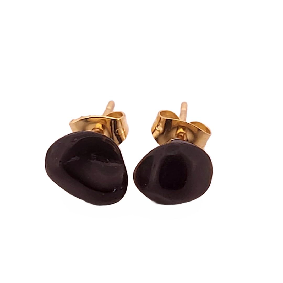 Natural Black Onyx Gold Stud Earrings NBOGSE4