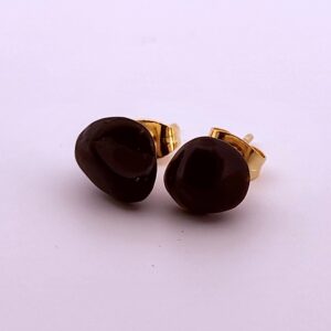 Natural Black Onyx Gold Stud Earrings NBOGSE4