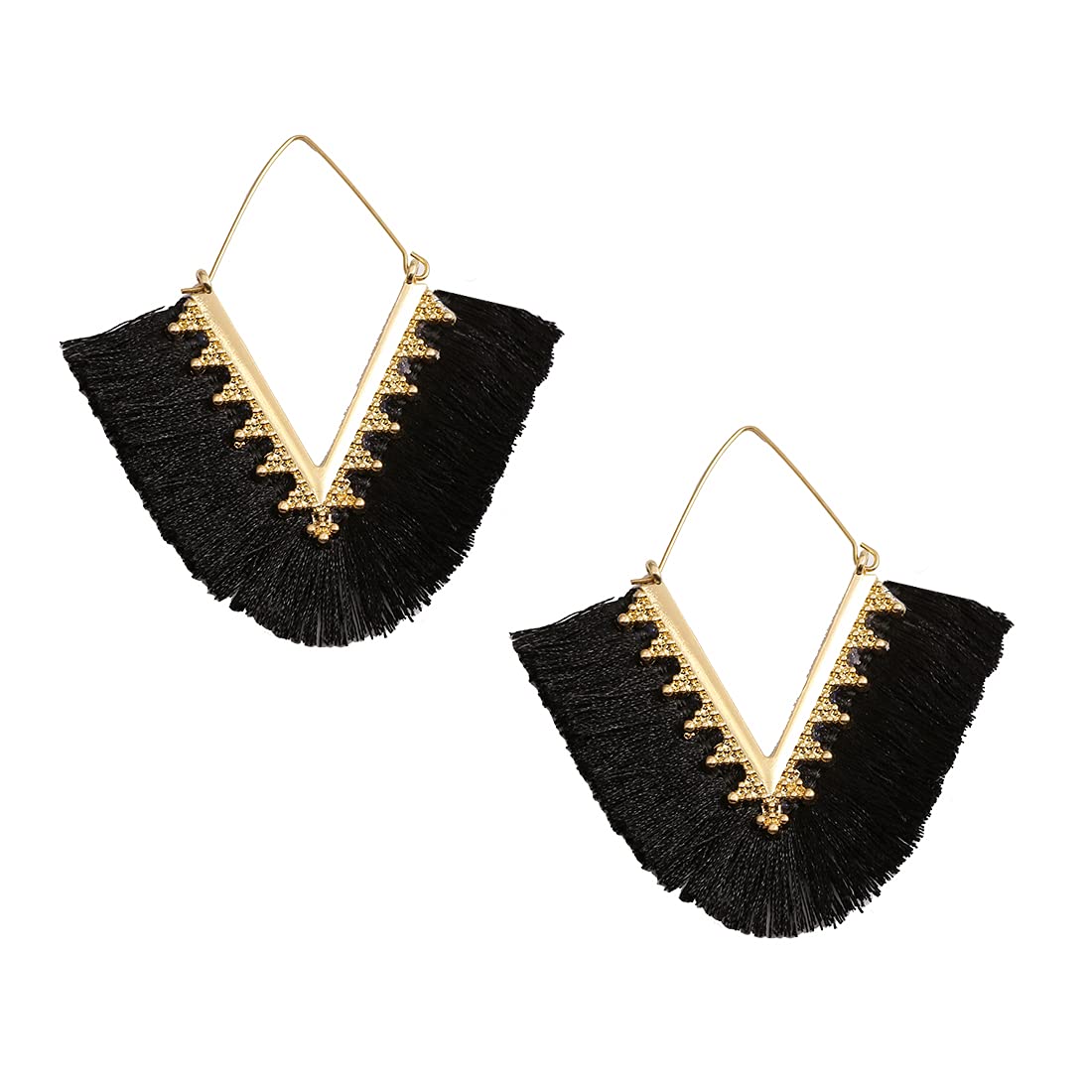 Statement Tassel Earrings, Delicate Bohemian V Shap Tassel Hoop Earring Elegant Fringe Drop Dangle Earrings for Women