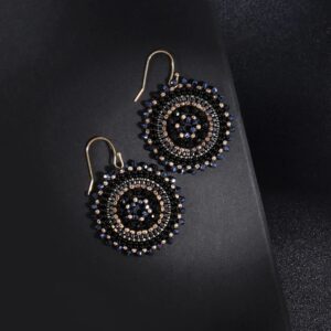 Black Earrings For Women Summer Beaded Crystals Glass Bead Dangle Drop Bohemia Beach Statement Earrings