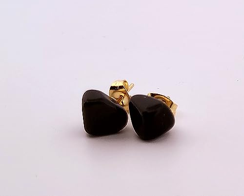 Natural Black Onyx Gold Stud Earrings