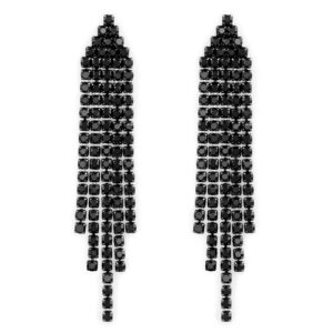 selovo chandelier tassel dangle linear drop earrings party jewelry clear austrian crystal (black)