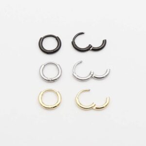 EACHLP 6MM Mini Hoop Earrings,Gold Silver Black Plated Tiny Thin Snug Cartilage Hoop Earring for Women&Men