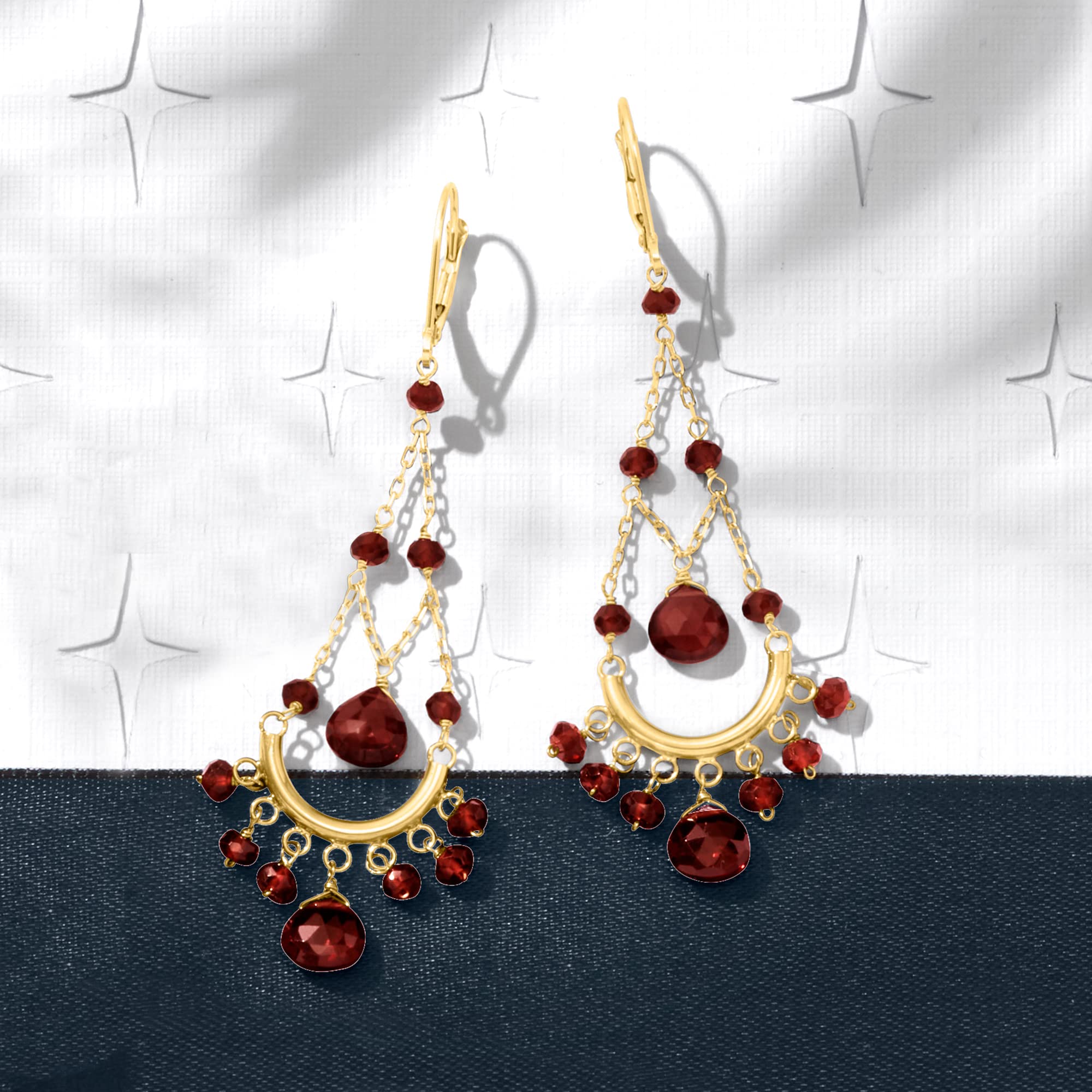 Ross-Simons 22.00 ct. t.w. Garnet Chandelier Earrings in 14kt Yellow Gold