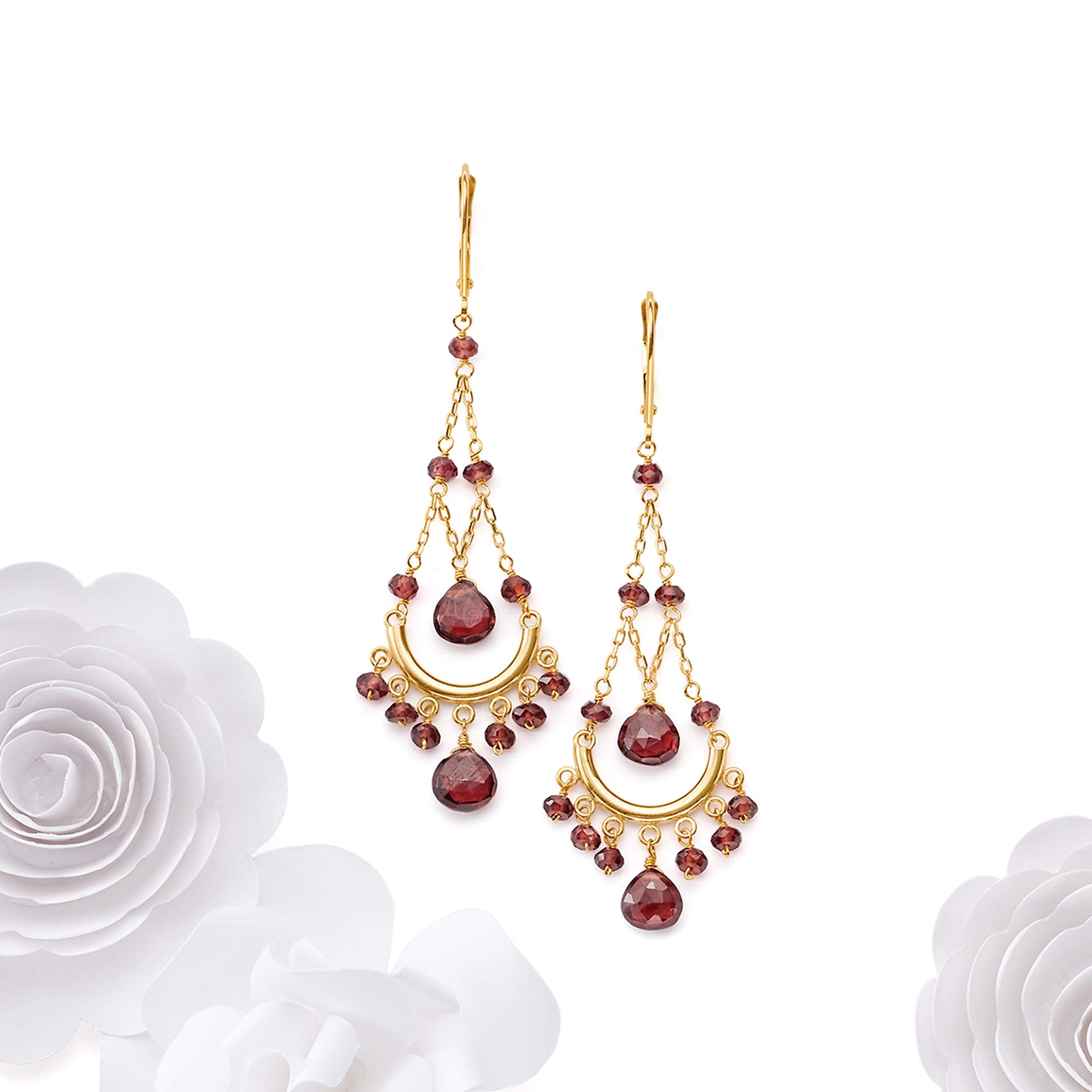 Ross-Simons 22.00 ct. t.w. Garnet Chandelier Earrings in 14kt Yellow Gold