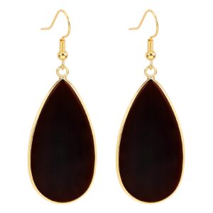 Legitta Natural Healing Birth Stone Drop Earrings Statement Black Opal Dark Cymophane Crystal Teardrop Moonstone Quartz Dangle Gold Jewelry for Women